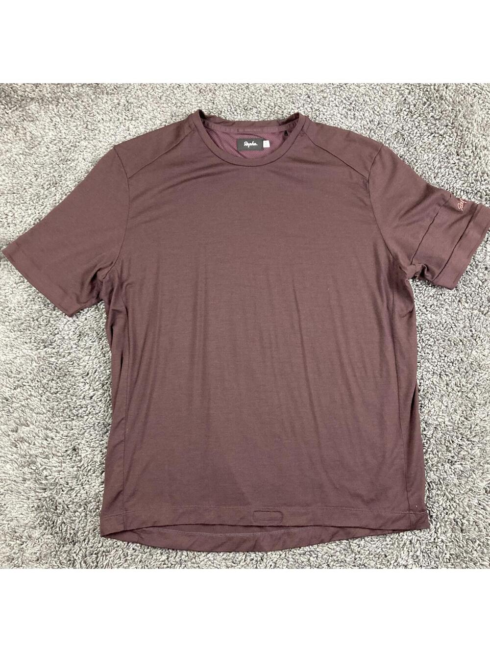 Rapha Merino Wool Cycling T-Shirt Mens XL Maroon Burgundy Short Sleeve Commuter